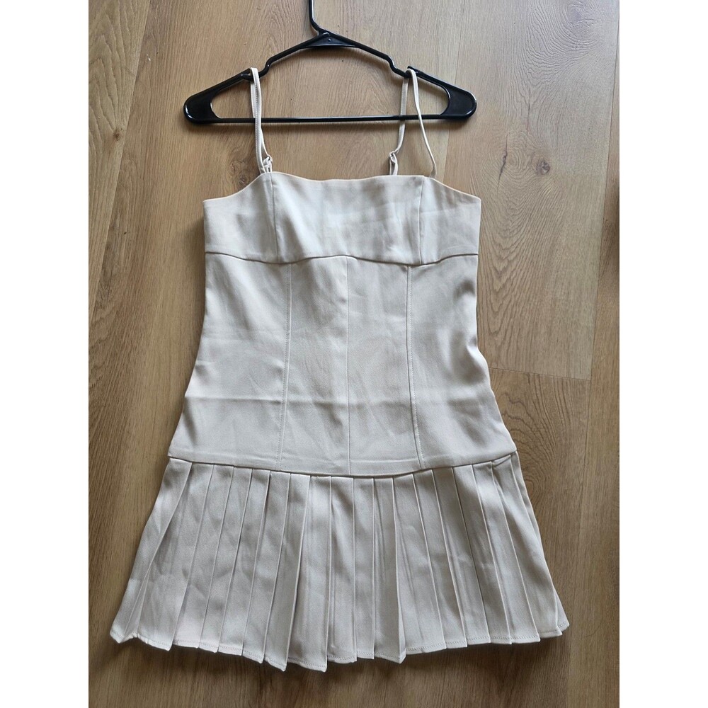 Cream pleated mini dress